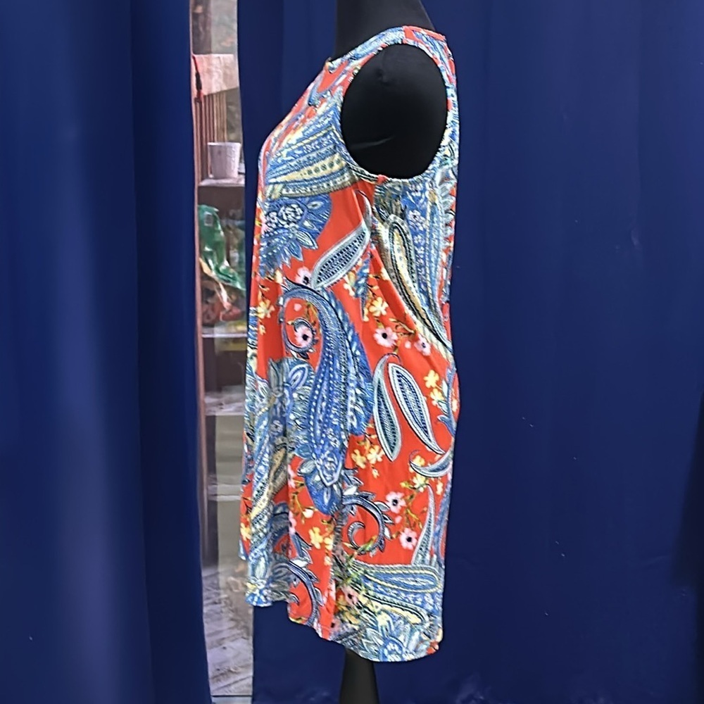Like new MSK tropical paisley sleeveless dress size large - Picture 2 of 6